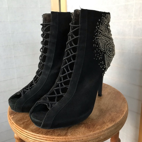 Sam Edelman size 8.5 stilettos peep toe bejeweled - Picture 3 of 13